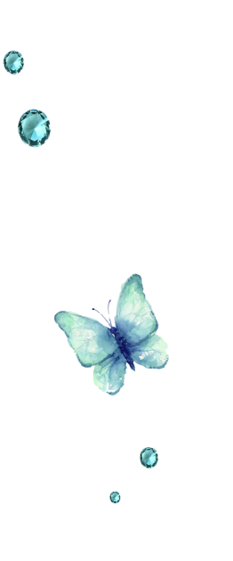 mariposa turquesa y cristales